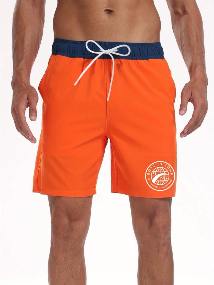 BIT Drawstring Solid Color Swim Trunks