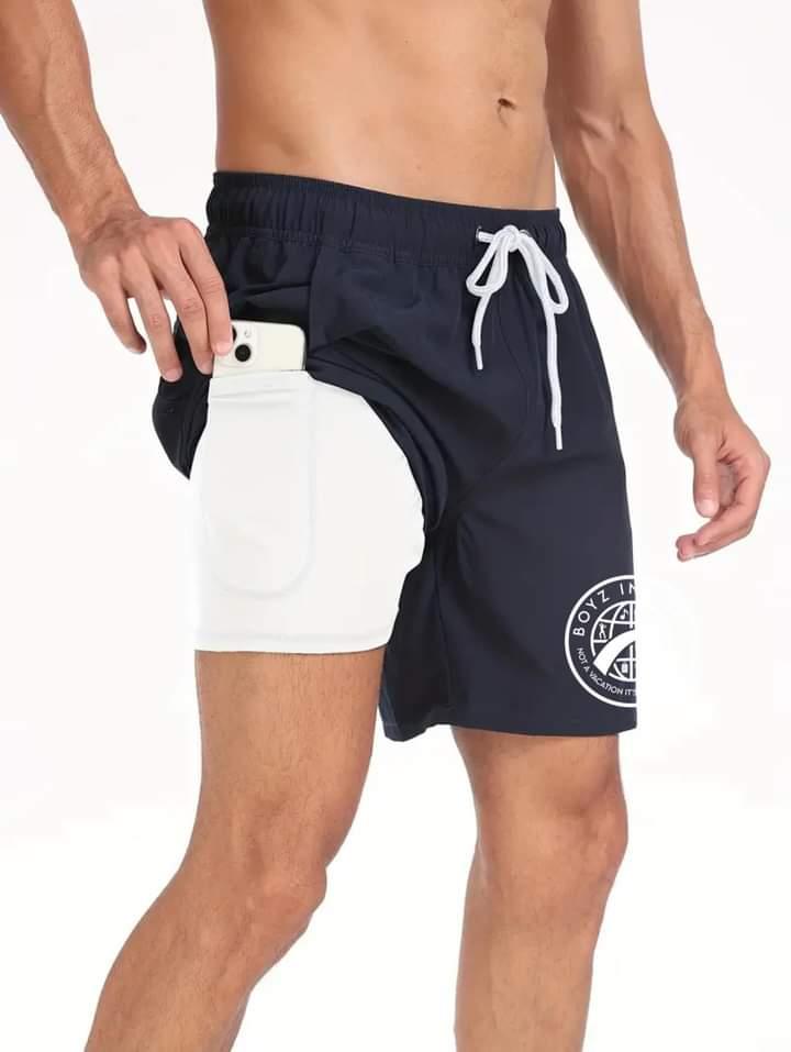 BIT Drawstring Solid Color Swim Trunks