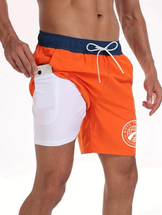 BIT Drawstring Solid Color Swim Trunks